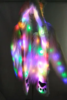 Kožušinový kabát + klobúk fáze kostýmy ženský kostým LED svietiace oblečenie bunda Bar tanečnej show umelú kožušinu kabát nočný klub Vianočné zobraziť