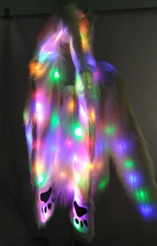 Kožušinový kabát + klobúk fáze kostýmy ženský kostým LED svietiace oblečenie bunda Bar tanečnej show umelú kožušinu kabát nočný klub Vianočné zobraziť
