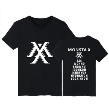 KPOP Monsta X Koncert Rovnaké Tlačené O-Krku Krátke Rukáv Tričko Pre Fanúšikov Podporné Hip Hop T-Shirt Ženy Tshirts Tee Tričko Femme