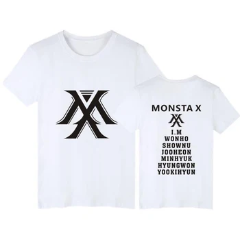 KPOP Monsta X Koncert Rovnaké Tlačené O-Krku Krátke Rukáv Tričko Pre Fanúšikov Podporné Hip Hop T-Shirt Ženy Tshirts Tee Tričko Femme