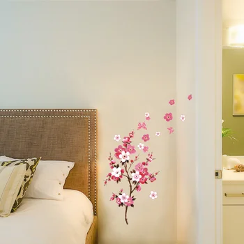 KRAVATU LÁTOR Krásne Sakura Samolepky na Stenu Obývacej Spálne Dekorácie DIY Kvety PVC Domov Obtlačky nástenná maľba Umenie Plagátu