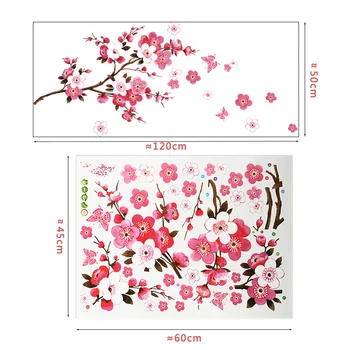 KRAVATU LÁTOR Krásne Sakura Samolepky na Stenu Obývacej Spálne Dekorácie DIY Kvety PVC Domov Obtlačky nástenná maľba Umenie Plagátu