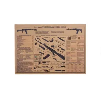 KRAVATU LÁTOR Na AK74 Zbraň Plagát Vintage Kraft Papier Plagát na Stenu-Nálepky Zber Bary, Kuchyne Výkresy Plagát Ozdobu