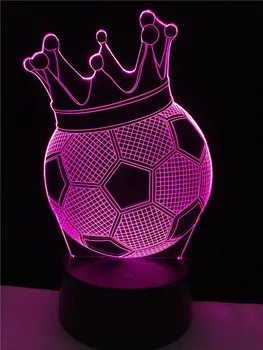 Kreatívne 3D ilúziu Lampa LED Nočné Osvetlenie, Futbal Cisárskej Koruny Dizajn Novinka Akryl Atmosféru Lampa Roztomilý Darček pre Deti