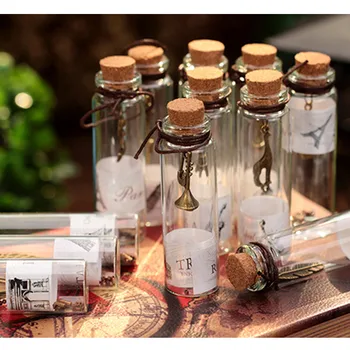 Kreatívne darčeky roztomilý mini číre sklo korkovou zátkou, ktorí chcú fliaš, fľaštičiek nádoby nádoby, malé vintage ozdoby plavidlá dekorácie