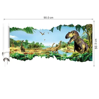 Kreatívne Domova 3D Samolepky na Stenu Knihy Prejdite Realisticky Dinosaura Vzor Pre Detská Izba 50x90 CM, nástenná maľba Umenie Tapety