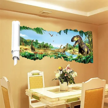 Kreatívne Domova 3D Samolepky na Stenu Knihy Prejdite Realisticky Dinosaura Vzor Pre Detská Izba 50x90 CM, nástenná maľba Umenie Tapety