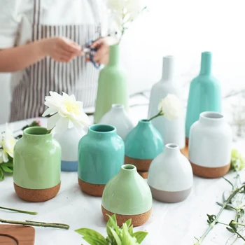 Kreatívne Jednoduchý Moderný Štýl, Keramické Vázy Biela Zelená Kvet Porcelánu Dekoratívne Vázy Domov Dekoratívne Vyvážané Kvality 1pc