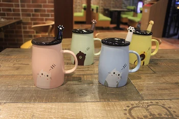 Kreatívne Kreslených Mačka Keramická Šálka, Roztomilý Osobnosti Keramické Kávy Mlieko Hrnček, s Rukavicou s Mužmi je Andt Piť Pohár