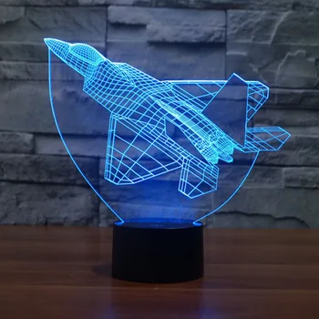 Kreatívne Lietadlo Nočné Svetlo a Lampa 7 Farieb Chaninga 3D LED Nočné Svetlo Akryl Atmosféru Lampa Novinka Osvetlenie