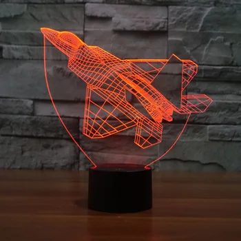 Kreatívne Lietadlo Nočné Svetlo a Lampa 7 Farieb Chaninga 3D LED Nočné Svetlo Akryl Atmosféru Lampa Novinka Osvetlenie