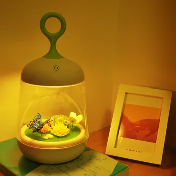 Kreatívne Motýľ Králik LED Nočné Svetlo Micro Krajiny Rastlín Tvorivé DIY Noc Lampa Malý Darček USB Nabíjanie LED Farebné