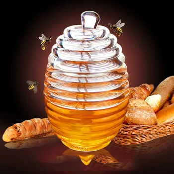 Kreatívne plastové honey pot nádoby na skladovanie Akryl raňajky jam korenie nastaviť Ricínový box S miešania stick korenie Olej fľaše