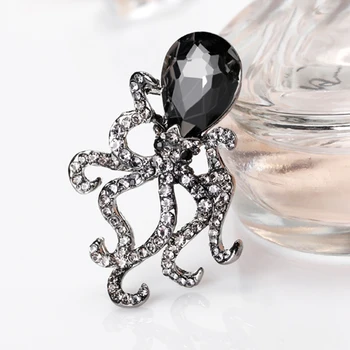 Kreatívne Žien Octopus Drahokamu Sklo Brošňa Pin Breastpin Svadobné Šperky