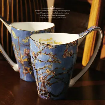 Kreatívny darček Van Gogh olejové maľby farebné kresby keramická šálka veľkú kapacitu milovníkov hrnčeky kosti čína káva, mlieko, čaj, dekoračné