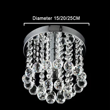 Krištáľový luster Osvetlenie Lustre Top K9 Crystal z Nerezovej Ocele, Rám Luminaria Lampe Cristal Lesk Priemer 15 CM 20 CM 25 CM