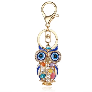 Krásna sova crystal key reťazca krúžok držiak na samičích kvetov drahokamu ornament peňaženky taška ysk008 prívesok
