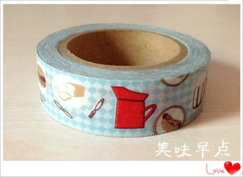 Krásne 15 mm*10m vysoko kvalitný washi papierové pásky/chutné raňajky maskovanie japonsko washi pásky