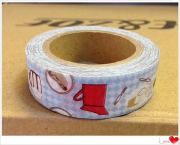 Krásne 15 mm*10m vysoko kvalitný washi papierové pásky/chutné raňajky maskovanie japonsko washi pásky