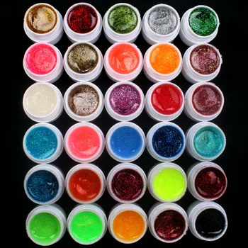 Krásne 30 KS Lesk Mix Farieb UV Builder Gel Akryl Nastaviť pre Nail Art Tipy