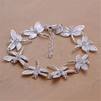 Krásne dragonfly krištáľový náramok strieborný pozlátený nové záznamy vysokej kvality, módne šperky, Vianočné darčeky
