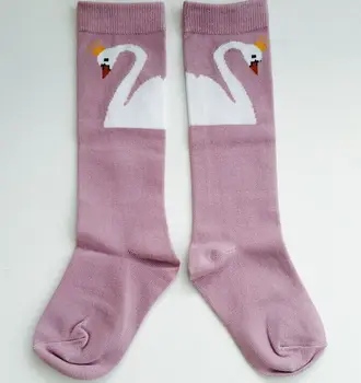 Krásne Kreslené Deti Ponožky Swan tvar, Baby, Deti Ponožky Kolená Vysoké Dlho candy farby Ponožky veľké Batoľa Odevné Doplnky