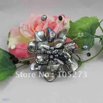Krásne!Kvet Brošňa 8cm Veľké Kolo Kvetinové Módne Žena, Šperky, Perly+Shell+Crystal Veľkoobchod Nové Doprava Zadarmo FN2614