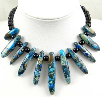 Krásne modré More Sedimentov kameň Ručné Drahých Šperkov Náhrdelník L6