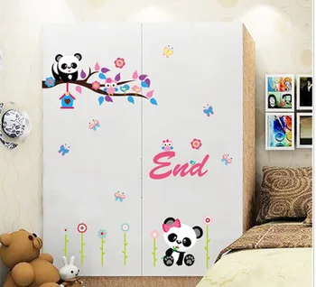 Krásne panda deti spálňa hlavu posteľ môže odstrániť samolepky na stenu spálne je prilepené na stenu