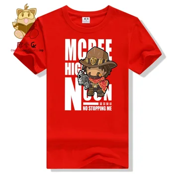 Krásne Q verzie hry charakter MCCREE tlač farebné tričko krátky rukáv t shirt darček pre priateľa TOKOV fanúšikov t shirt ac310