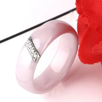 Krásne Roztomilé Ružové 6 mm Jednoduchý Štýl Pekná Crystal Keramické Krúžky Bez Škrabancov Pre Ženy, Dievča Módne Šperky Najlepšie Darčeky