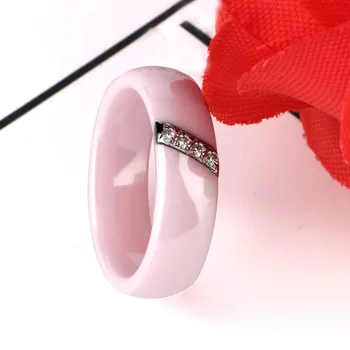 Krásne Roztomilé Ružové 6 mm Jednoduchý Štýl Pekná Crystal Keramické Krúžky Bez Škrabancov Pre Ženy, Dievča Módne Šperky Najlepšie Darčeky
