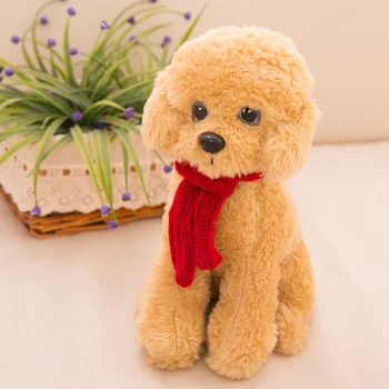 Krásne ted pes s šatku o 30 cm plyšové hračky svetlo žltý pes bábika darček k narodeninám b0801