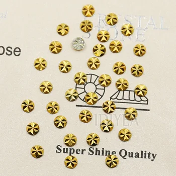 Krásne ĽAD SNEH tvar! SS16 SS20 4 mm 5 mm Aurum Gold Kryštály Nail Art živice kamienkami Non rýchlu Opravu Ploché späť 3D DIY glitters