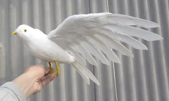Krásny simulačné biele holuby hračka polyetylénu & kožušín krídla seagull bábika darček asi 48x30cm 1229