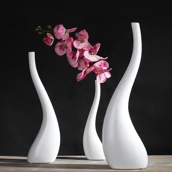 Krásu kriviek biele keramické tvorivé zmluvne kvetinové vázy hrniec domova plavidlá izba dekorácie, remeselné porcelánová figúrka