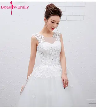 Krásy-Emily Plus Veľkosť Biela Lacné Svadobné Šaty 2017 plesové Šaty, Korálky Čipky Svadobné Party Svadobné Šaty vestido de noiva
