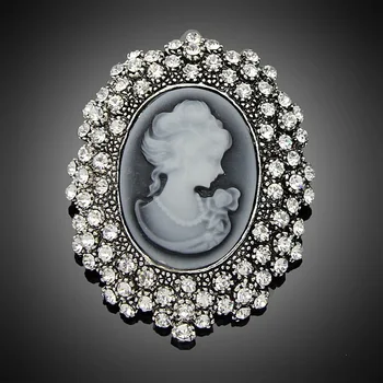 Krásy hlavu Brošňa - Nové Módne Ženy Krásny Portrét Pani Hlavu Brošňa Pre Ženy Vintage Elegantný Kostým Šperky H1155