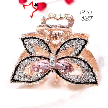 Krásy Kamienkami Crystal Motýľ Luk Čeľuste Klip Barrette Sušič na Pazúry pre Ženy Faux Diamon pokrývku hlavy Lesk Vlasov Príslušenstvo