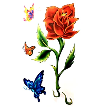 Krásy veľké Ruže Kvet Nepremokavé Dočasné Tetovanie mužov motýľ flash tattoo rukáv harajuku henna tetovanie body art nálepky