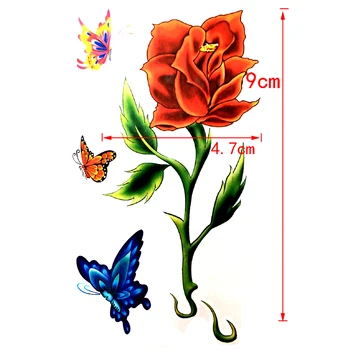 Krásy veľké Ruže Kvet Nepremokavé Dočasné Tetovanie mužov motýľ flash tattoo rukáv harajuku henna tetovanie body art nálepky