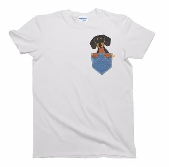 Krátky Rukáv Bavlna Hip Hop T Shirt Jazvečík Roztomilý Zábavné Vrecku Psa Darček k Narodeninám T-Shirt Pánske Dámske Unisex Fit slim Tee Tričko