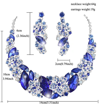Kráľovská modrá farba vyhlásenie náhrdelníky náušnice nastaviť svadobné svadobné Šperky set Pre ženy strany drahokamu príslušenstvo Šperky
