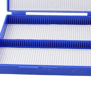 Kráľovská Modrá Plastový Obdĺžnik Podržte 100 Microslide List Mikroskopom Box