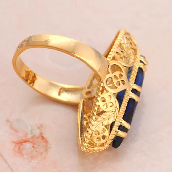 Kráľovský Modrý Zirkón Zásnubné Prstene Zlatá farba Elegantné Módne Šperky Zlaté Prvok Krúžok Sz #7#8#9#10#11 JR2138A