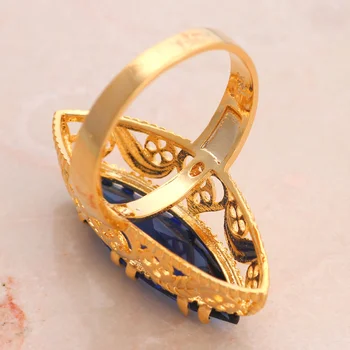 Kráľovský Modrý Zirkón Zásnubné Prstene Zlatá farba Elegantné Módne Šperky Zlaté Prvok Krúžok Sz #7#8#9#10#11 JR2138A