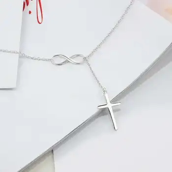 Kríž S Nekonečno Lásky Vyparádiť 925 Sterling Silver Náhrdelník Prívesok Pre Ženy Fashion Party Šperky (JewelOra NE101965)