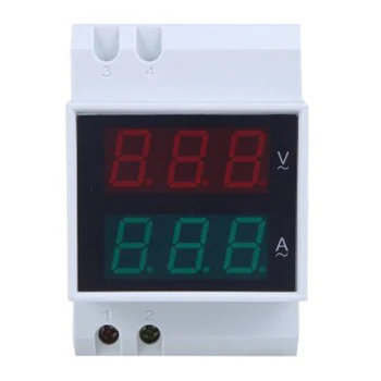 KSOL Din Lištu AC 110V/220V Digitálny Voltmeter Ammeter Červená Volt Zelenej Amp Meter LED Displej