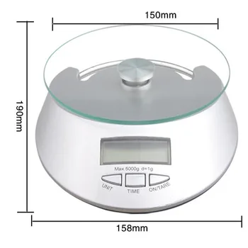 Kuchynská váha Vysoko presné senzory povrchu skla 1g x 5 KG 5 KG / 1g 5000g* 1g elektronické kuchyne potravín škála na Meranie Nástroja