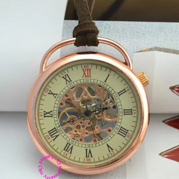Kupón pre veľkoobchodné ceny kvalitné nové bronz antický klasické klasické ružové zlato mechanické vreckové hodinky náhrdelník hodinu